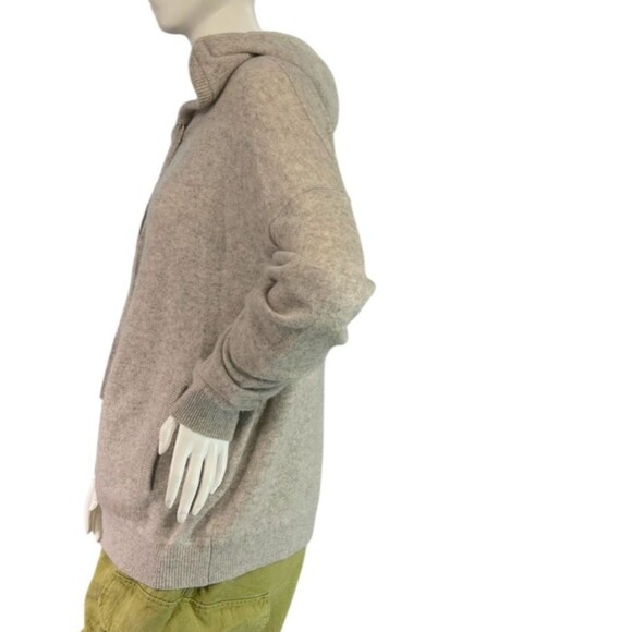 White +  Warren Cashmere Luxe Zip Hoodie Sweater in Light Gray $495 Size Medium - Picture 9 of 9